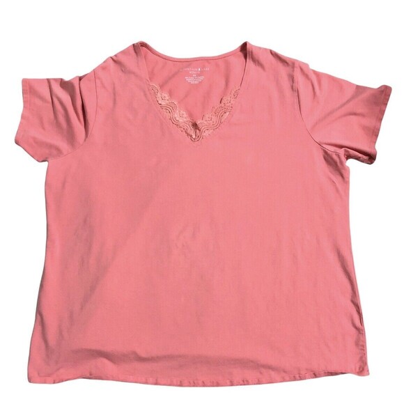 Mountain Lake Shirt Women’s 3X Blouse Coral Orange‎ Short Sleeve Cotton Blend - Picture 1 of 6